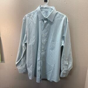 Brooks Brothers 16.5 - 33 Supima Cotton Button Down Shirt Graph Check Blue‎ Work